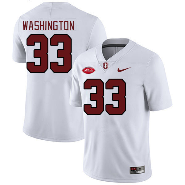 Men #33 Kenaj Washington Stanford Cardinal 2024 ACC Conference College Football Jerseys Stitched-Whi